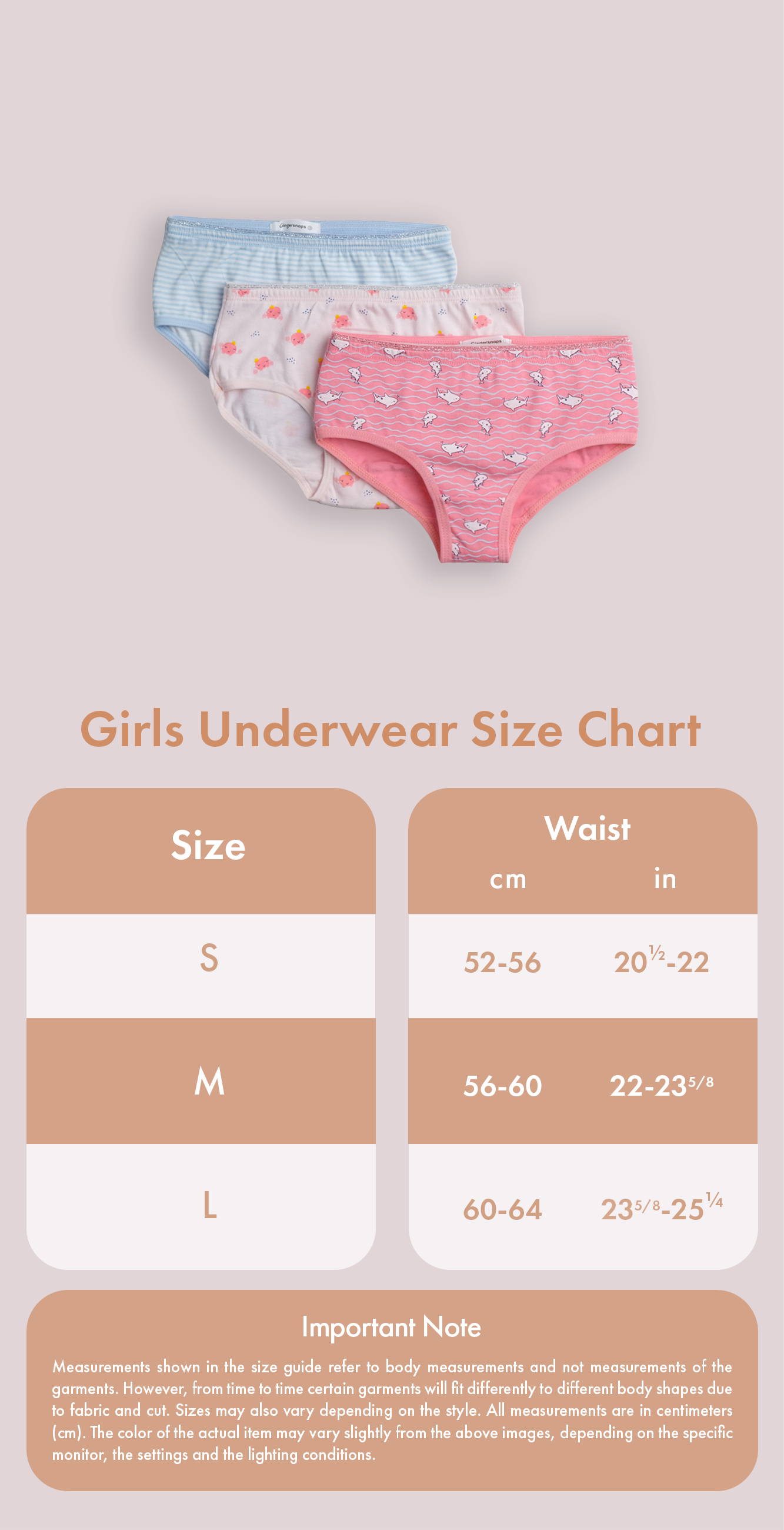 New Size Chart– Gingersnaps